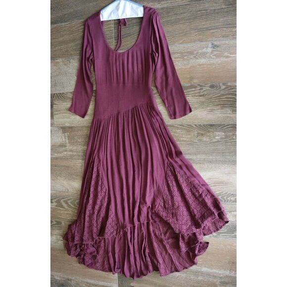Free People OB1860210 Women's Sz S Dry Rose/Burgundy Sea Me Maxi Dress - Picture 6 of 9
